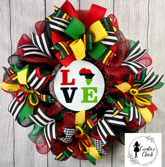 Love Africa Deco Mesh Wreath
